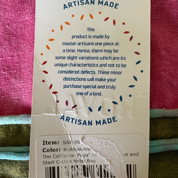 NWT The Collection Royal Hobo Bag, handmade unique bright multicolored zip close - Picture 3 of 10